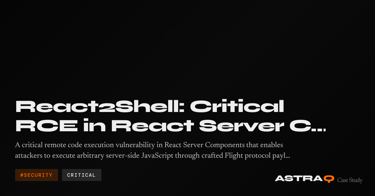 React2Shell: Critical RCE in React Server Components (CVE-2025-55182 ...